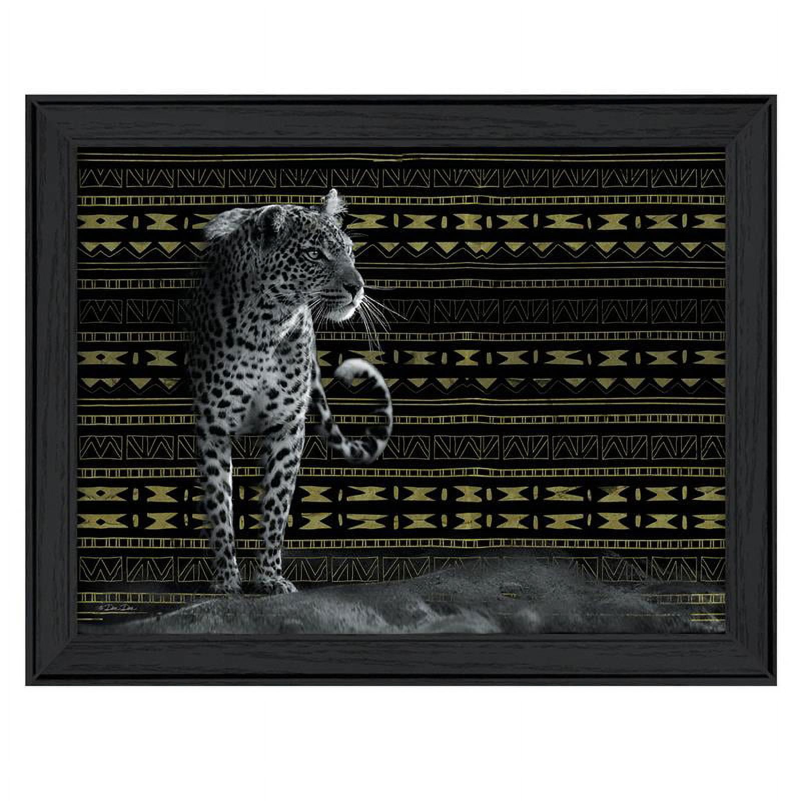 Patterned Leopard Black Framed Canvas Wall Art 18" x 14"