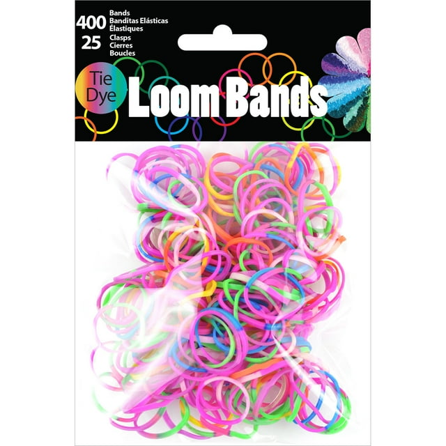 Patterned Loom Bands 400/Pkg W/25 ClaspsTieDye