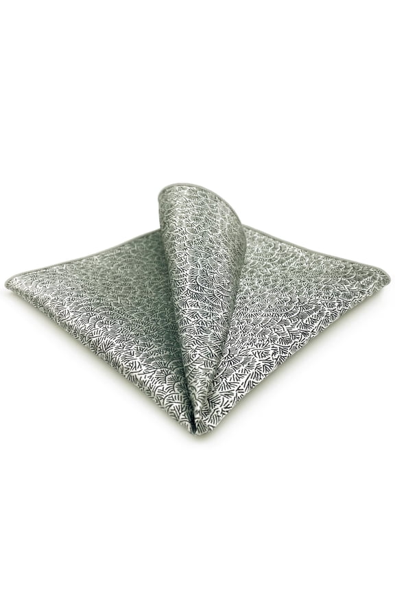 Patterned Mens Pocket Square Grey White Black for Suit Jacket Color Edge