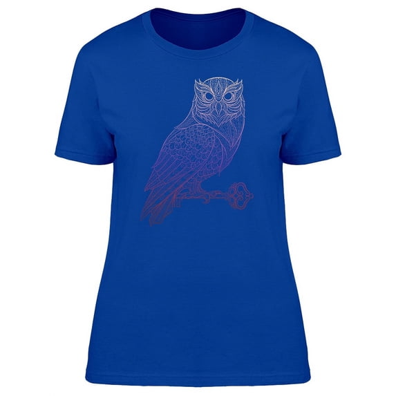 Patterned Owl With Key Tattoo T-Shirt Women -Image by Shutterstock, Female Medium