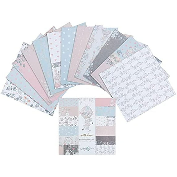 Patterned Paper Pad Scrapbook Paper Pack 24 Sheet Single-Sided Paper Collection Themed Decorative Page Album Background Cardstock Craft Paper Light color