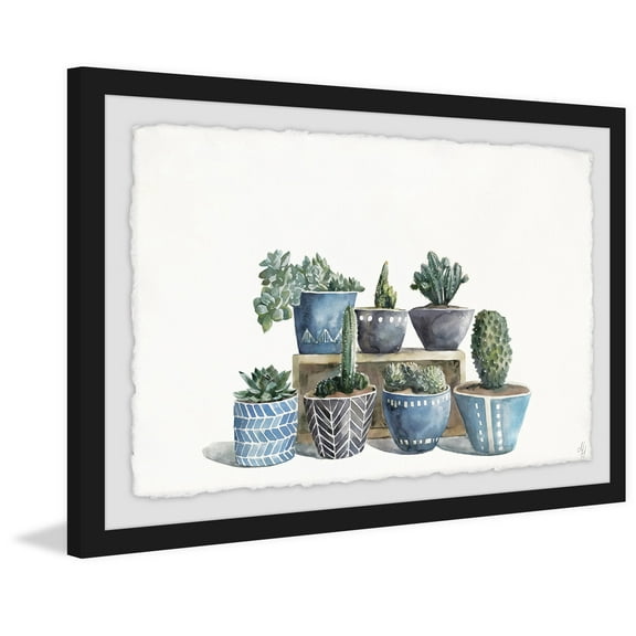 Patterned Pots Framed Painting Art Print, 12.00" x 1.50"