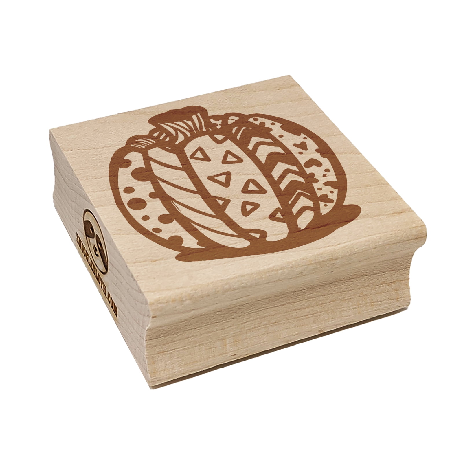 Sniggle Sloth Happy Fall Pumpkin Rubber Stamp - 1.25in Small Square Stamp For Crafting, Cards, Journals