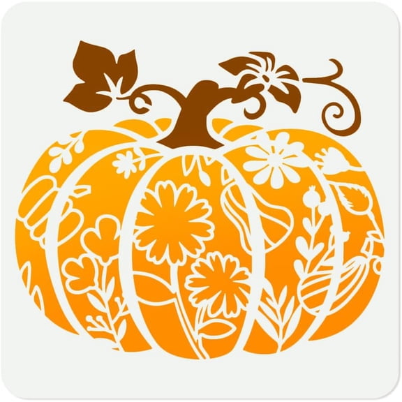 Patterned Pumpkin Stencil Painting 11.8"x11.8" Reusable Fall Flower Pumpkin Stencil Drawing Template Autumn DIY Craft Paint Template