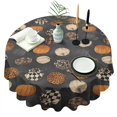 thumbnail image 1 of Patterned Pumpkins Halloween Pattern Round Tablecloth 60"x60",Wrinkle Wipeable Table Cloth for Kitchen Dining Room Picnic Patio Party, 1 of 6
