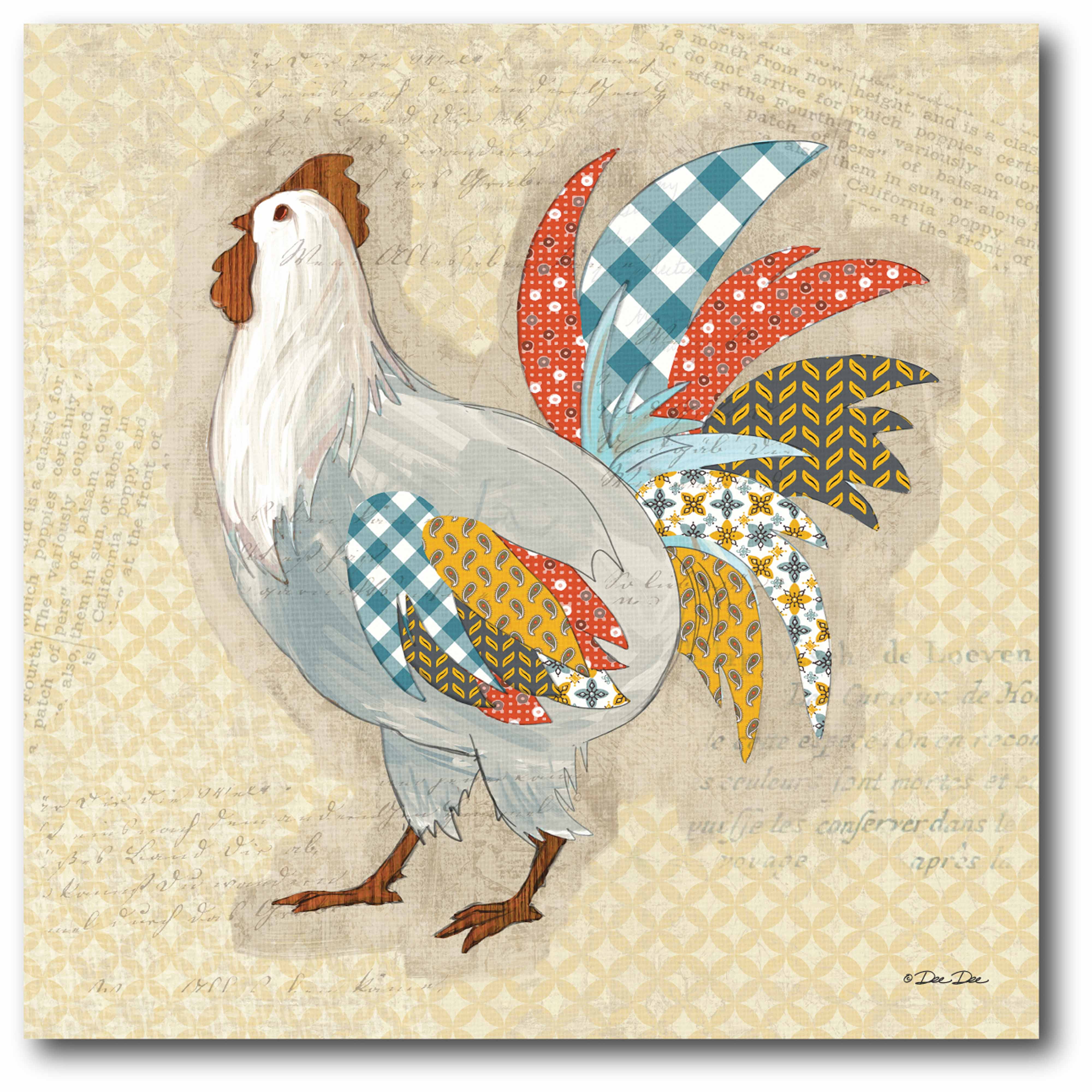 Patterned Roosters II Gallery-Wrapped Canvas Wall Art, 16x16