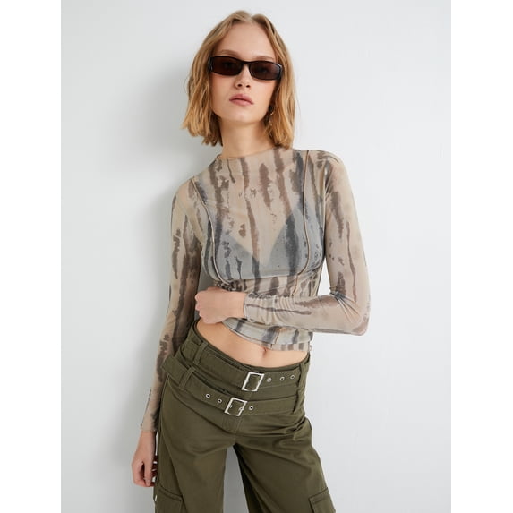 Patterned Sheer T-Shirt