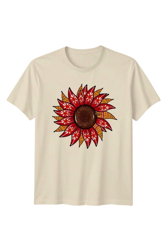 Patterned Sunflower Art Floral Sunflower Mens T-Shirt Womens Tee Graphic Unisex All Size S-5XL