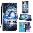 thumbnail image 1 of Patterned Wallet Case for Motorola Moto G Stylus 5G 2023,Dteck Magnetic Leather Card Slots Pocket Case Shockproof TPU Kickstand Full Body Protective Cover with Wrist Strap,Wave, 1 of 7
