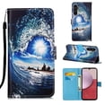 thumbnail image 1 of Patterned Wallet Case for Samsung Galaxy A25 5G,Dteck Magnetic Leather Card Slots Pocket Case Shockproof TPU Kickstand Full Body Protective Cover with Wrist Strap,Wave, 1 of 7