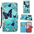 thumbnail image 1 of Patterned Wallet Case for Samsung Galaxy S23 FE,Dteck Magnetic Leather Card Slots Pocket Case Shockproof TPU Kickstand Full Body Protective Cover with Wrist Strap,Butterfly, 1 of 7