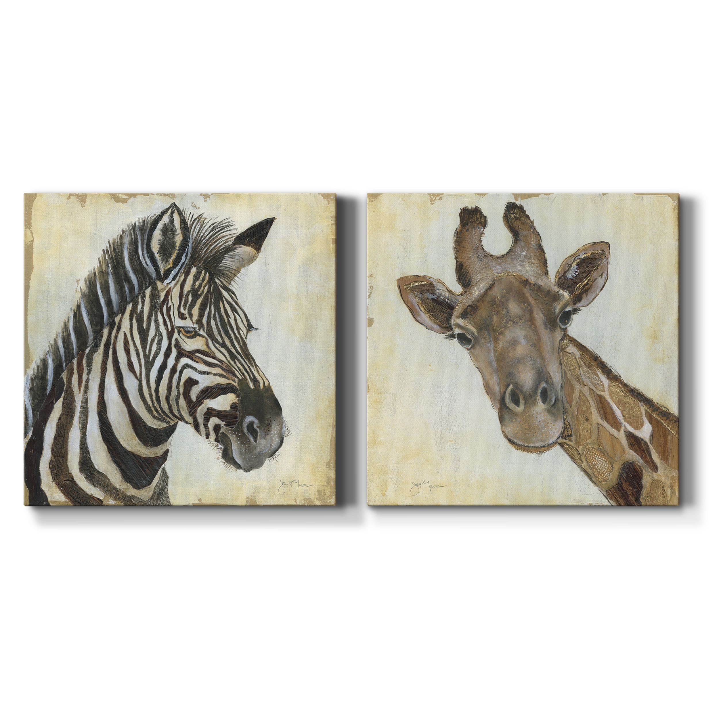 Patterned Zebra - Premium Gallery Wrapped Canvas - Ready to Hang Set of 2 - 24 x 24 Each