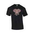 thumbnail image 1 of Patternized Colorful Elephant Face Short Sleeve T-shirt-Black-Small, 1 of 4