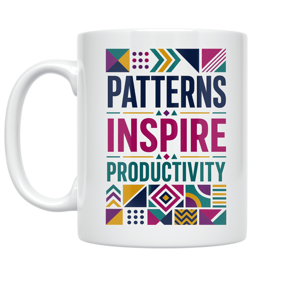 Patterns Inspire Productivity - Home Office Enthusiast - 11 oz Ceramic Coffee Mug