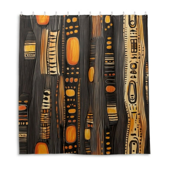 Patterns in African Art Shower Curtain Liner 66x72 Inch Waterproof Shower Curtains Decorative Bathroom with 12 Pack Hooks