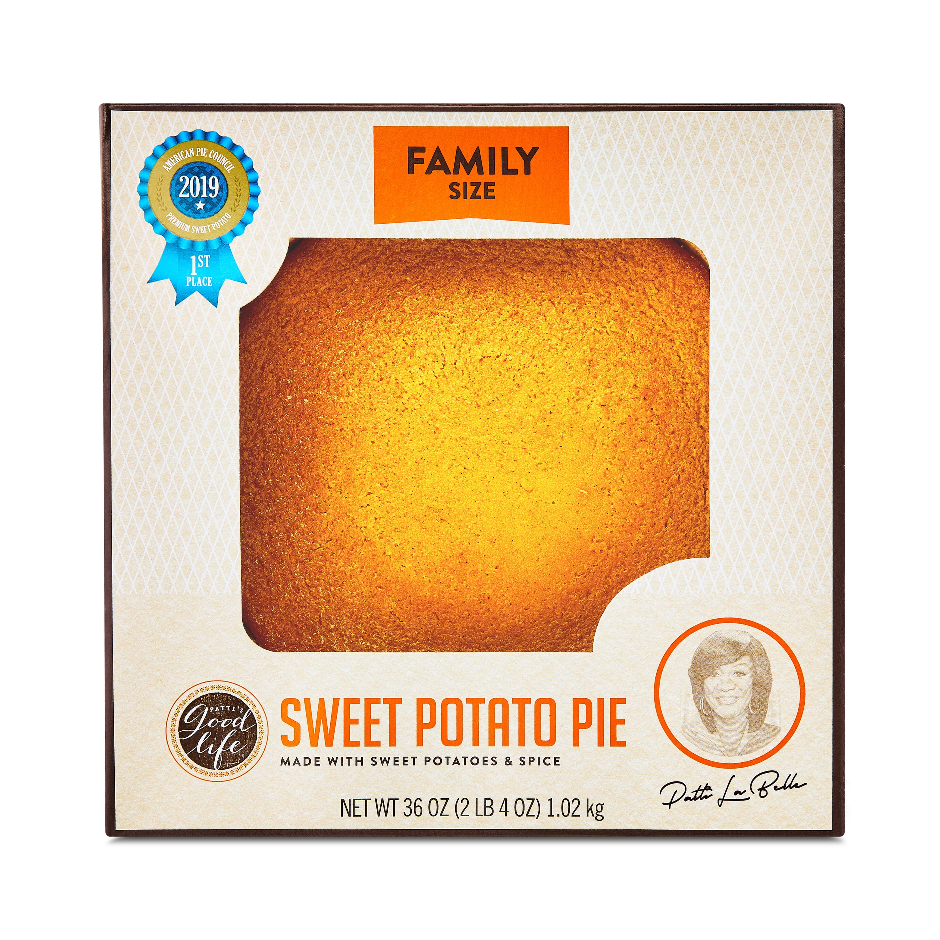 Patti LaBelle 10-inch Sweet Potato Pie, Baked, Shelf Stable, Smooth Filling Made with Real Sweet Potato, Butter and Spice
