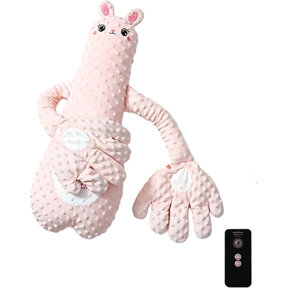 Patting Pillow Soother, Plush Animal Cuddle Pillow with Remote Control, 3 Speed Gentle Patting Motion, Soft Washable Cover for Resting Lounging, Pink