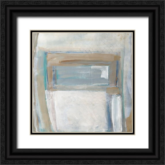 Pattinian, Merri 12x12 Black Ornate Wood Framed with Double Matting Museum Art Print Titled - Grey Squares I
