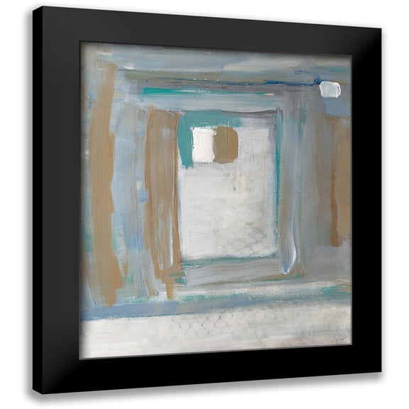 Pattinian, Merri 12x14 Black Modern Framed Museum Art Print Titled - Grey Squares Rectangle II