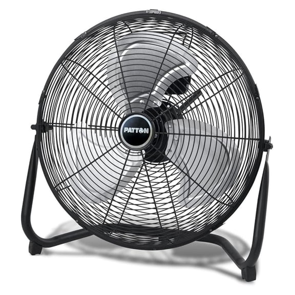 Patton High Velocity Fan 18 Inch - Powerful Floor Fan for Garage, Workshop & Industrial Use - 3 Speed Settings, Tilt Adjustable, Durable Metal Construction - Black