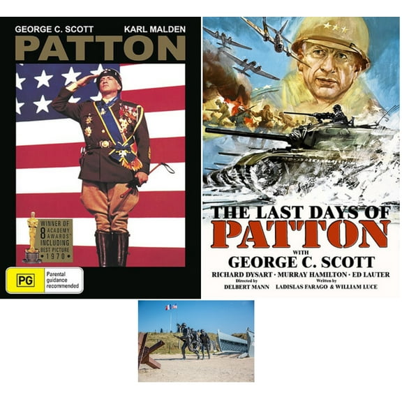 Patton & The Last Days Of Patton DVD 3-Disc Set George C Scott Includes Glossy Print D-Day Monument Art Card