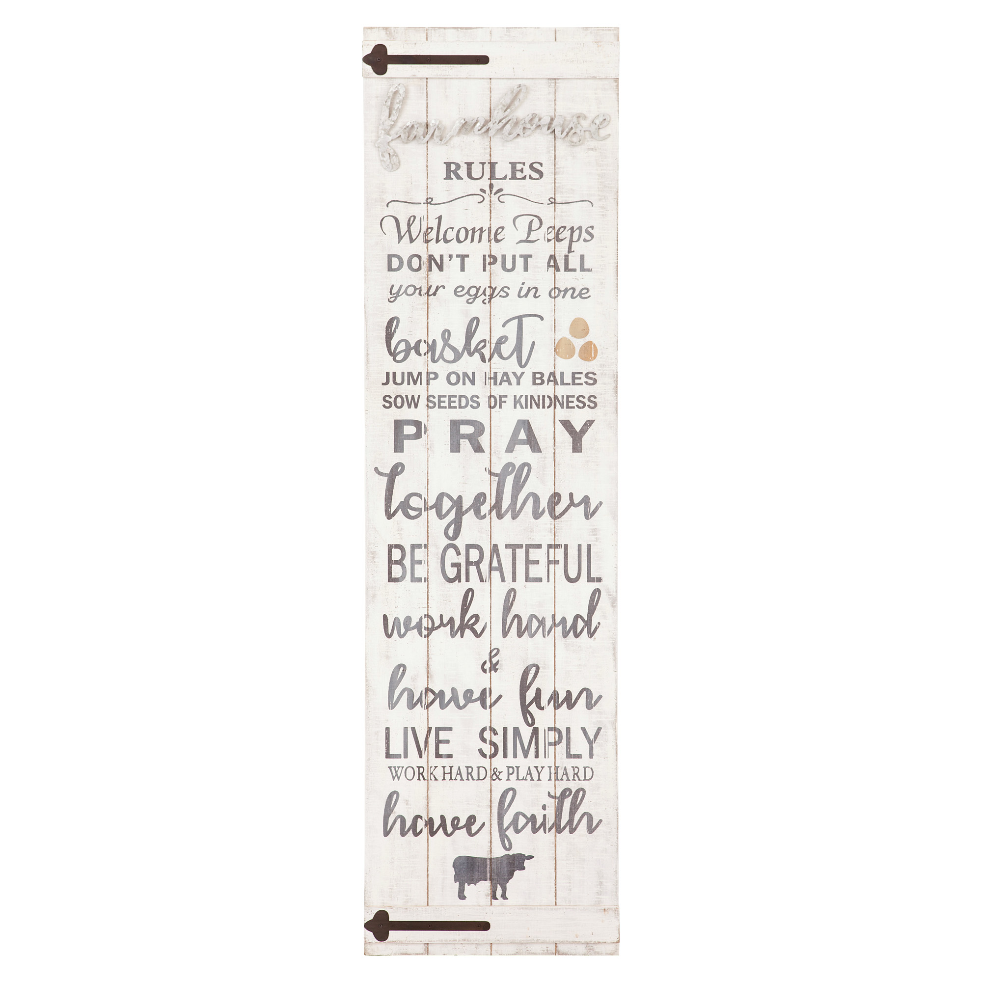 Patton Wall Decor Farmhouse Rules Classic Vintage Traditional Transitional Rustic Metal Wall Signs - image 1 of 6