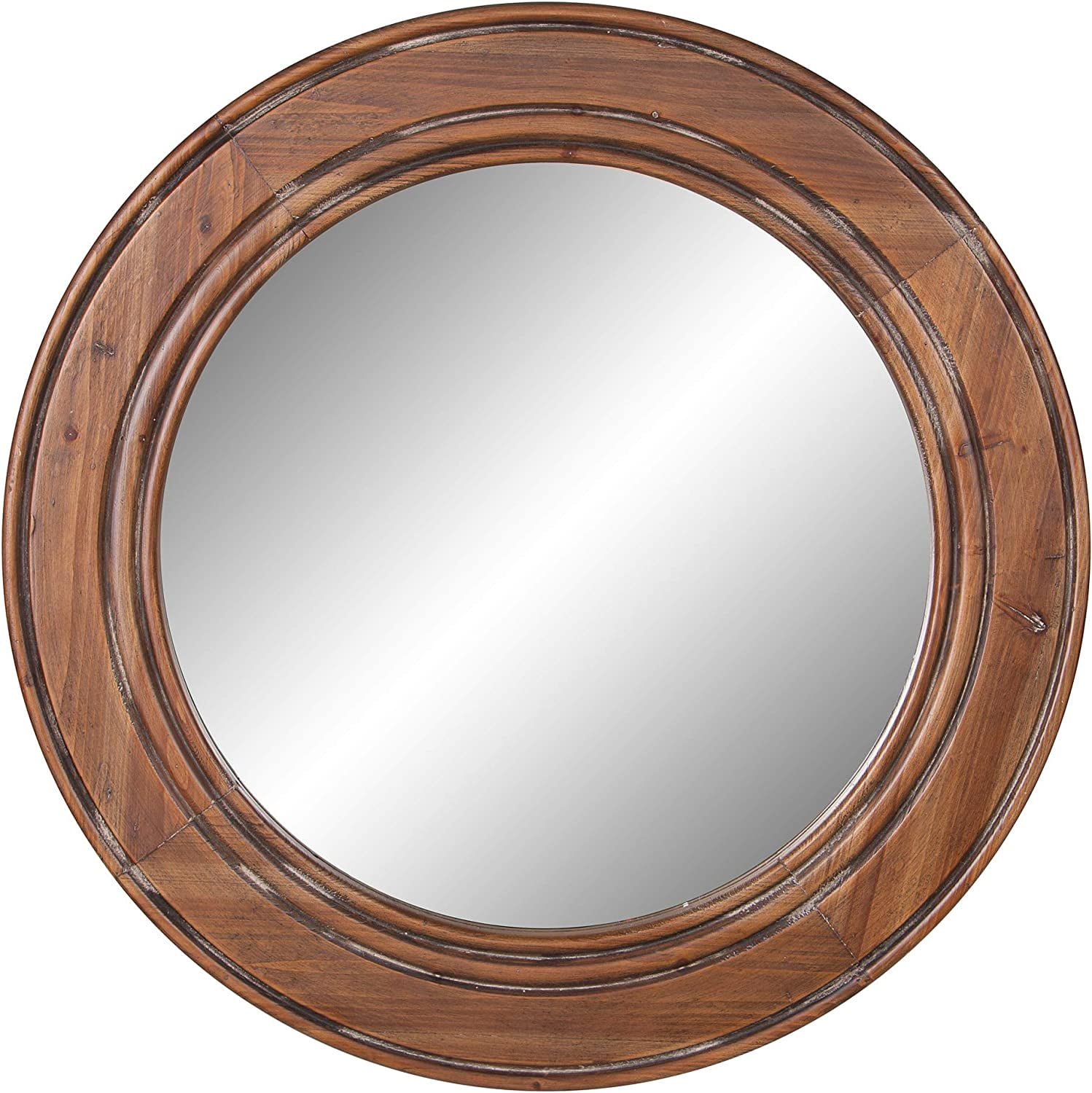 Patton Wall Decor Reclaimed Wood Large Round Wall Accent Mirror