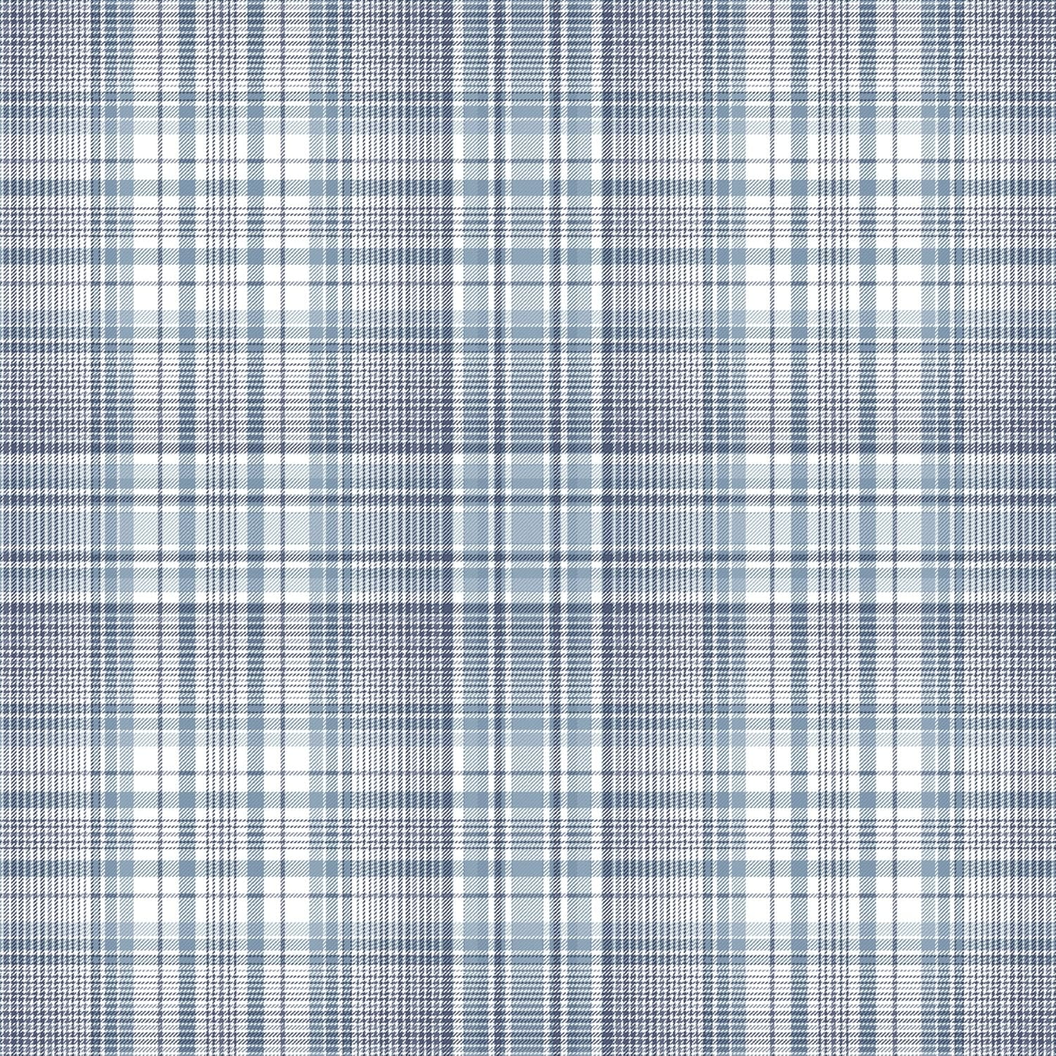 Blue and Navy Plaid Pre-Pasted Washable Wallpaper