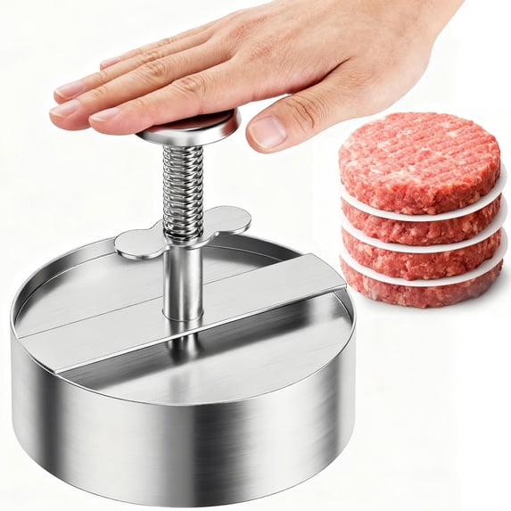 Patty Maker with Non-Stick Mold & Spring Button, Easy Use for Beef, BBQ, Cooking and Homemade Hamburger, Dishwasher Safe(Small size)