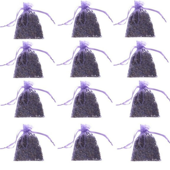 PatungKu 12 PCS Lovely Dried Lavender Flower Buds Sachets Packets for Car & Home Closet Deodorizer Freshener Bridal Shower Favors