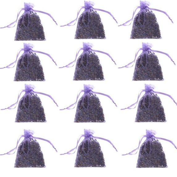 PatungKu 12 PCS Lovely Dried Lavender Flower Buds Sachets Packets for Car & Home Closet Deodorizer Freshener Bridal Shower Favors