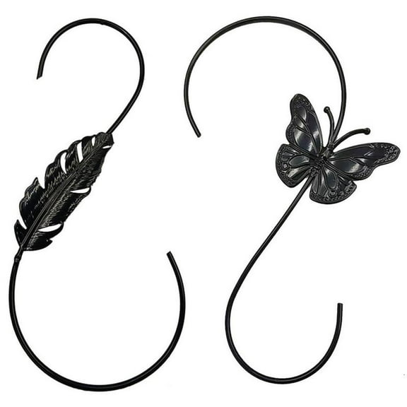 PatungKu 2 Pieces Large S Hooks Heavy Duty Anti Rust Black Metal Hook Indoor Outdoor Plants Hooks Bird Feeder Hanger for Garden