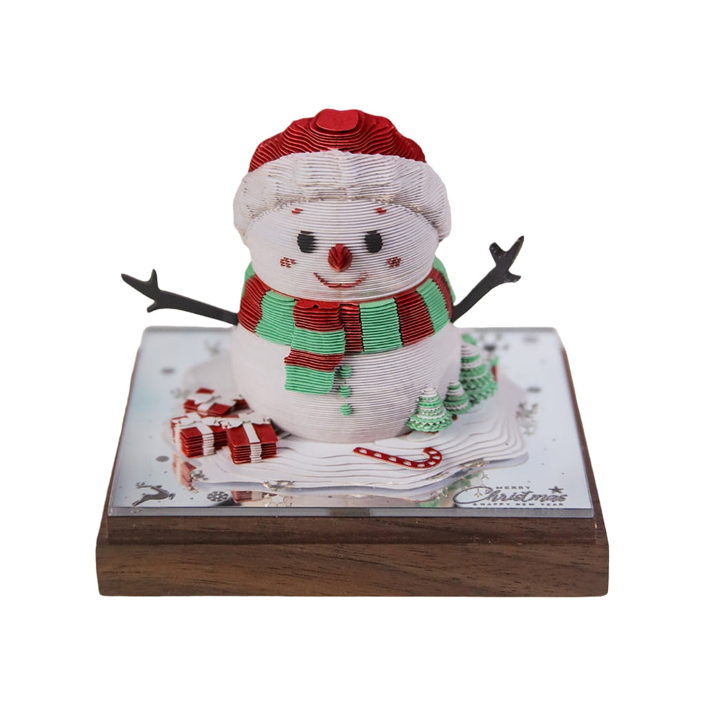 PatungKu 2026 Daily Calendar Paper Sculpture Snowman Calendar With Acrylic Base Tearable Note Paper Pad For Holiday Decoration