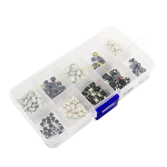 PatungKu 250Pcs 10 Types Touch Microswitch Momentary Push Button Switches Easy to Use