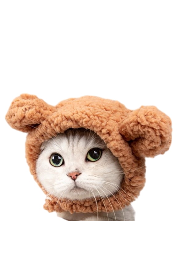 2PCS Plush Bear Ear Pet Hat Adjustable Dog Beanie Winter Windproof EarFlap Cap
