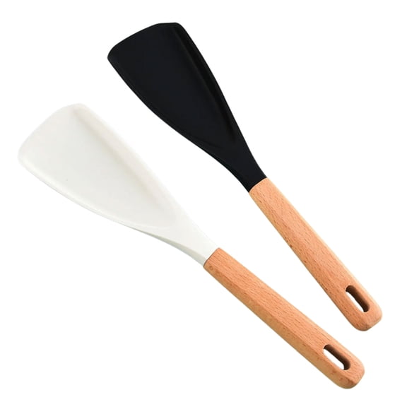 PatungKu 2Pcs Silicone Cooking Spoon Heat Resistant Spatula for Stirring Flipping Serving