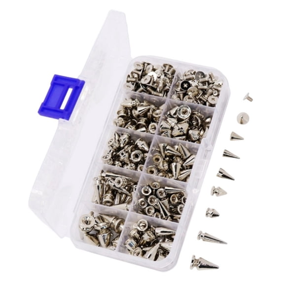PatungKu 354Pcs Silver Metal Screwback Cone Studs Spikes Rivet Punk Clothes Bag Belt Shoes Clothes Leathercraft Rivets