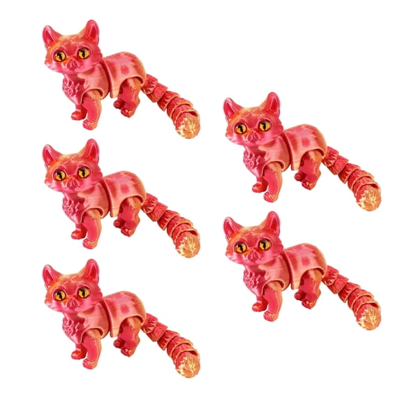 PatungKu 3D Printed Cats Flexible Joint Articulated Cats Fidgety Toy Desktop Pet Ornament Realistic Hairless Cats Figurines