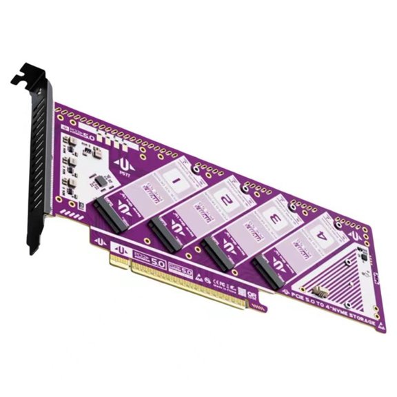 PatungKu 4 Slot M.2 NVMe Expansion Card PCIe 5.0 Compatible High Performances Transfer Optimized Cooling Systems