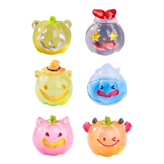 PatungKu 6Pcs Glowing In Dark Pumpkin Mini Figurines For Creative Homes And Office Decors