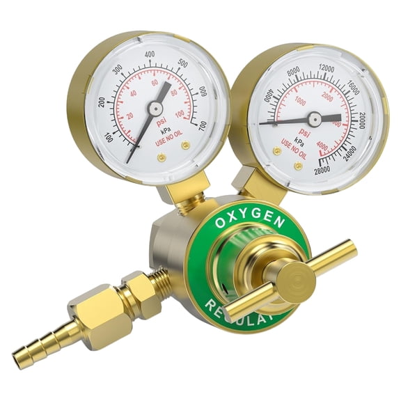 PatungKu Adjustable Copper Pressure Gauge for Acetylene CGA200 Regulators & Oxygen CGA540 T Shaped Handle with Wide Pressure Ranges