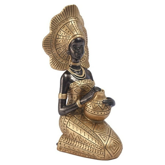 PatungKu African Woman Sculpture Exotic Tribal Lady Sculptures Resin Girl Figurines Home