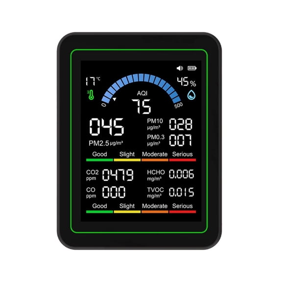 PatungKu Air Quality Monitors CO2 Meter CO TVOC HCHO PM2.5 PM1.0 PM10 Temperature And Humidity Measurement Detectors