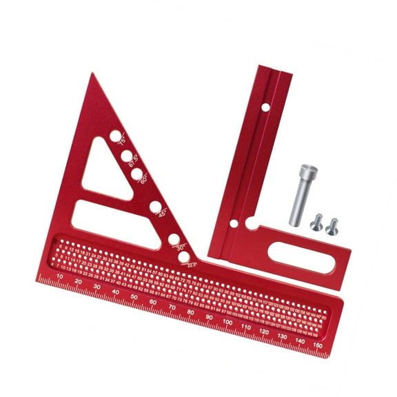 PatungKu Aluminum Miter Triangles Ruler 45°/90° Woodworking Square Protractors 3D Multiple Angles Layouts Measuring Tool