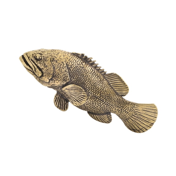 PatungKu Antique Brasses Fish Decors Grouper Miniature Sculpture Fengshui Wealth Symbol Item