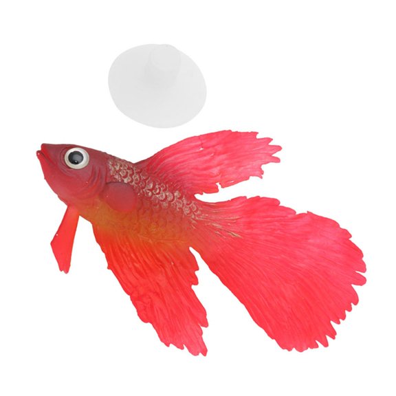 PatungKu Artificial Moving Fish Floating Silicone Betta with Suction Cup Fishing Line Lifelike Aquarium Decorations for Fish for