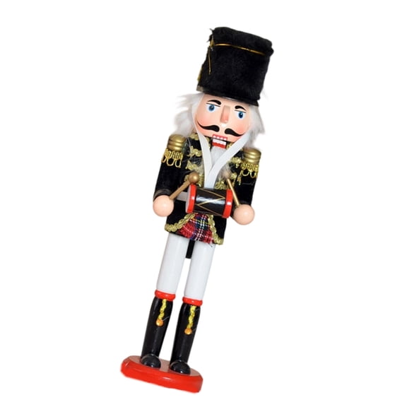 PatungKu Bagpipe Drummer Nutcrackers Soldier Figure Wooden Puppet For Festives Home Display