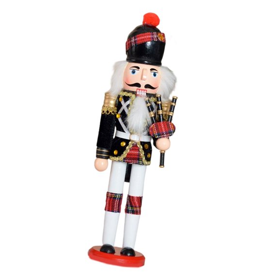 PatungKu Bagpipe Drummer Nutcrackers Soldier Figure Wooden Puppet For Festives Home Display