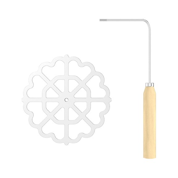 PatungKu Bunuelos Mold with Wood Handle Bunuelos Cookie Maker Cooking Accessory Detachable Rosette Maker Aluminum Alloy Material