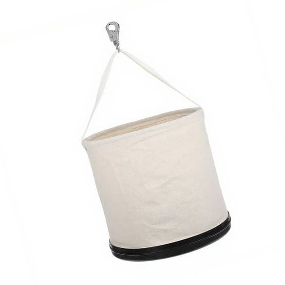 PatungKu Canvas Utility Bucket 12"x15", Round Tool Bucket, Reinforced Base & Carry Handle for Jobsite, Gardening